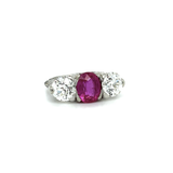 PAGE Estate Ring Estate Platinum Art Deco Ruby & Diamond Ring (Circa 1920s)