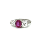 PAGE Estate Ring Estate Platinum Art Deco Ruby & Diamond Ring (Circa 1920s)