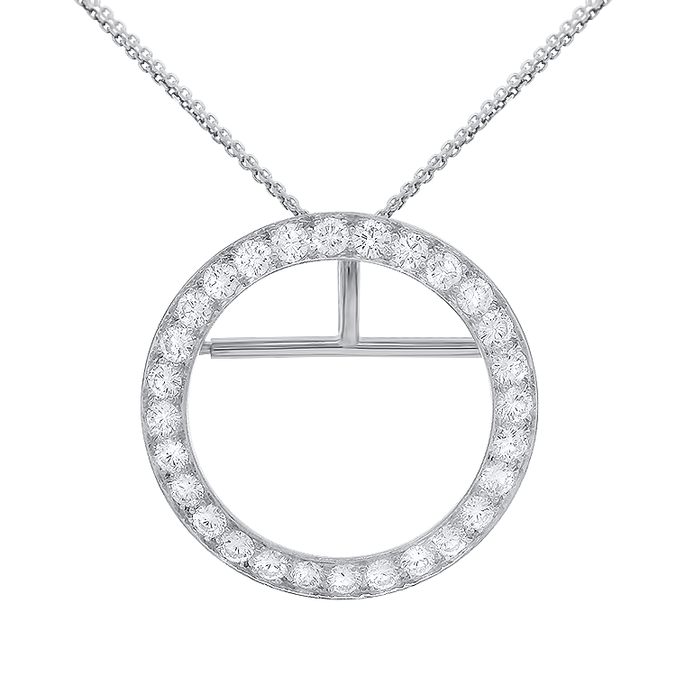 PAGE Estate Necklaces and Pendants Estate Platinum Diamond Circle Pin & Pendant