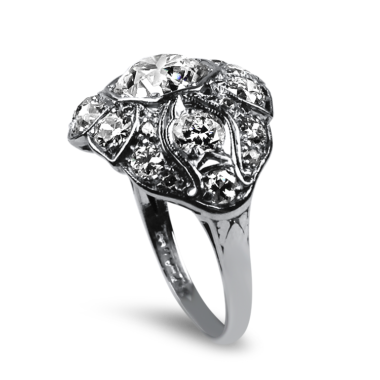 PAGE Estate Engagement Ring Estate Platinum Edwardian Old European Cut Diamond Ring 5