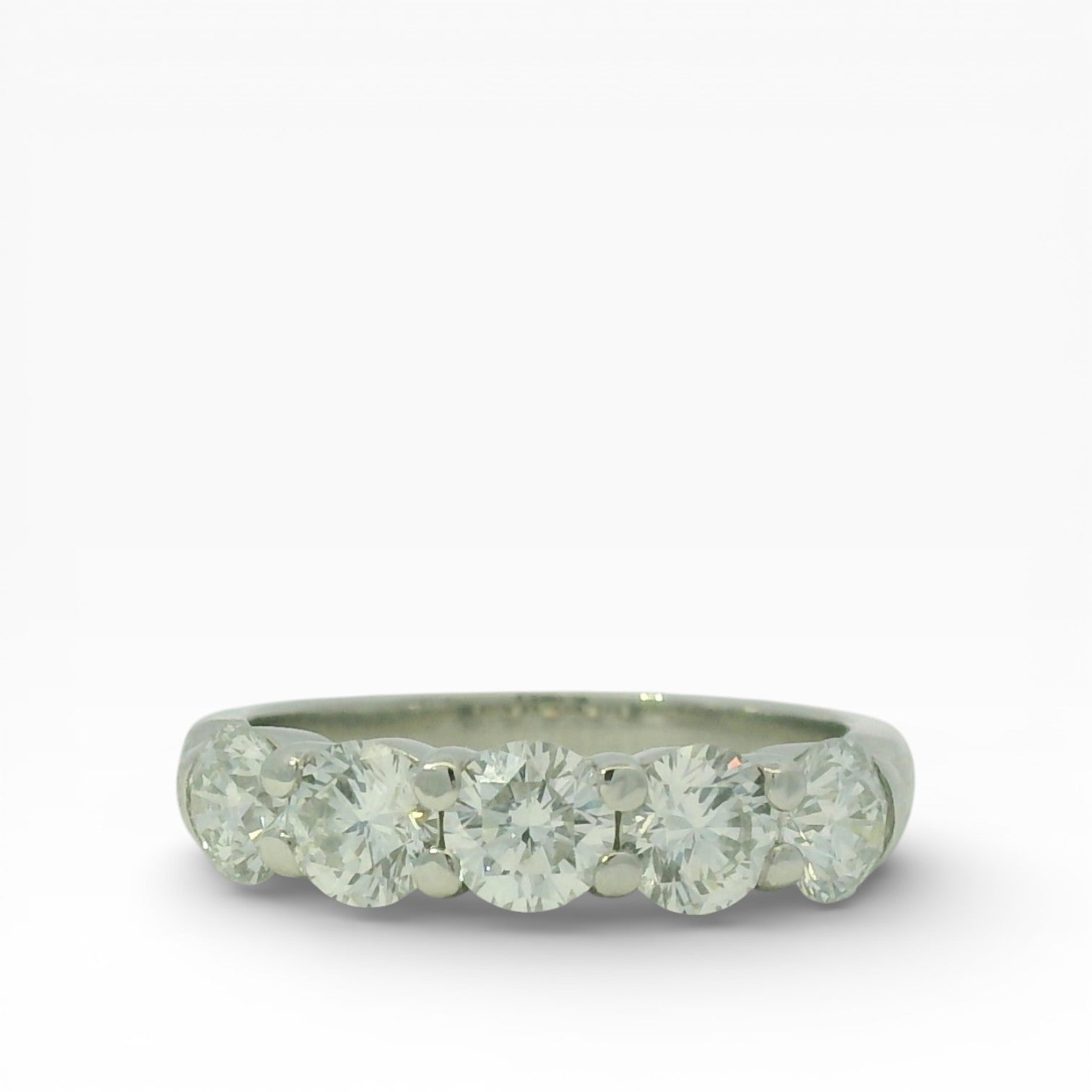 PAGE Estate Wedding Band Estate Platinum Five-Stone Diamond Band 6.5