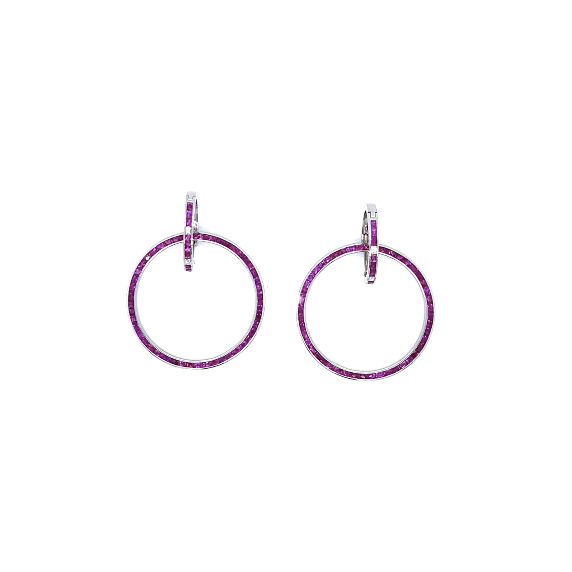PAGE Estate Earrings Estate Platinum French-Cut Ruby Convertible Dangle Earrings
