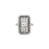 PAGE Estate Ring Estate Platinum Greek Key Diamond Ring 7.75