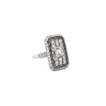 PAGE Estate Ring Estate Platinum Greek Key Diamond Ring 7.75