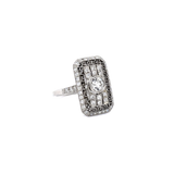 PAGE Estate Ring Estate Platinum Greek Key Diamond Ring 7.75