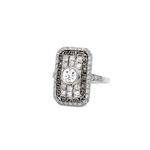 PAGE Estate Ring Estate Platinum Greek Key Diamond Ring 7.75