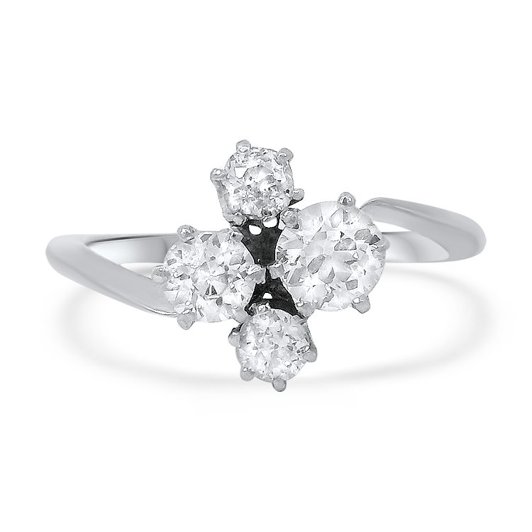 PAGE Estate Ring Estate Platinum Old European-Cut Diamond Cluster Ring 6