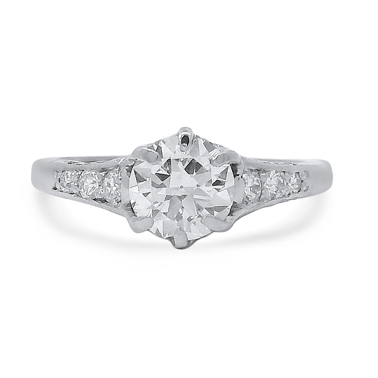 PAGE Estate Ring Estate Platinum Old European Cut Diamond Ring- .75ct