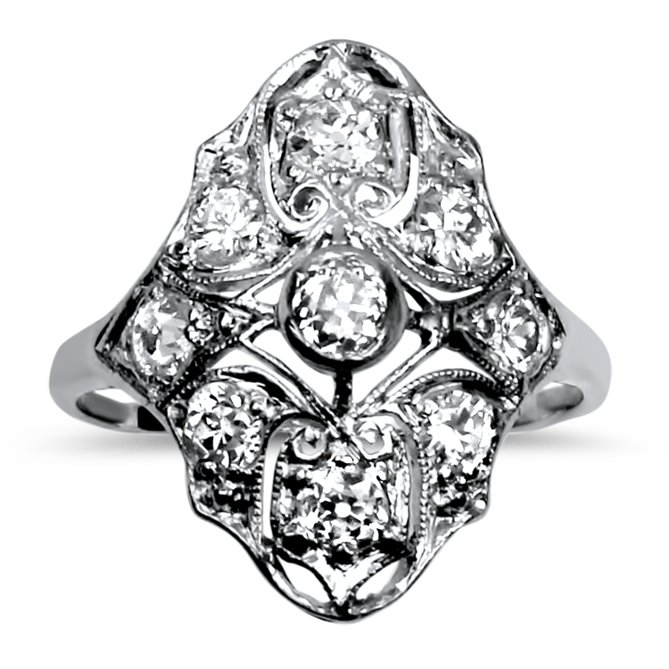 PAGE Estate Ring Estate Platinum Old Mine Cut Diamond Ring 6.25