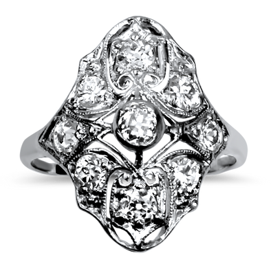PAGE Estate Ring Estate Platinum Old Mine Cut Diamond Ring 6.25