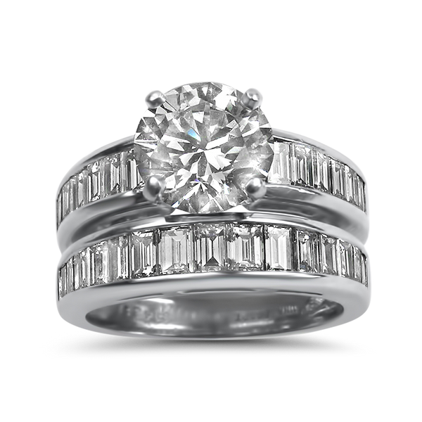 DIAMOND WEDDING／Limited Edition 80／No.36 Estate Platinum Round 2.44ct Diamond Wedding Set – Springer's