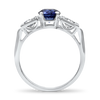 PAGE Estate Ring Estate Platinum Round Blue Sapphire and Diamond Ring 6.75