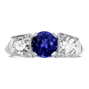 PAGE Estate Ring Estate Platinum Round Blue Sapphire and Diamond Ring 6.75