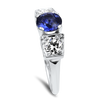 PAGE Estate Ring Estate Platinum Round Blue Sapphire and Diamond Ring 6.75