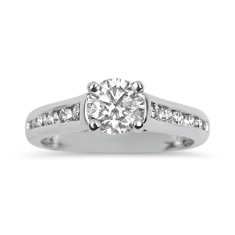 Estate Platinum Round Brilliant Cut Diamond Engagement Ring