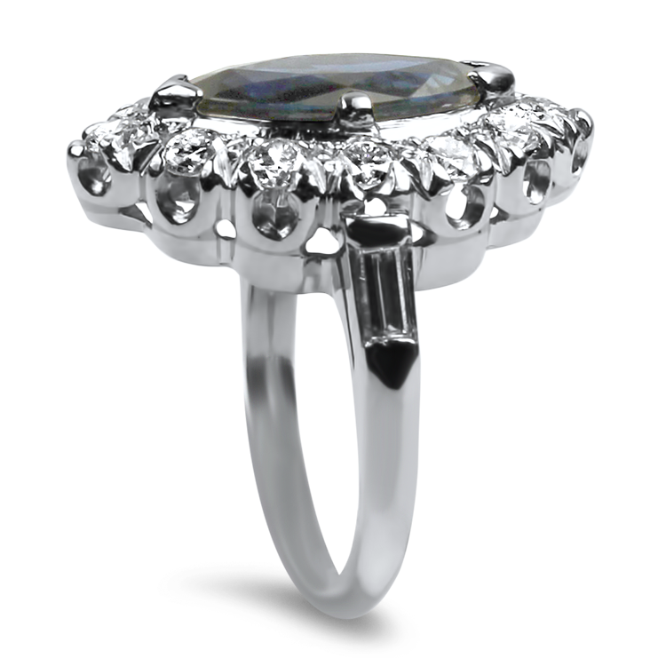 PAGE Estate Ring Estate Platinum Sapphire & Diamond Ring 4.5