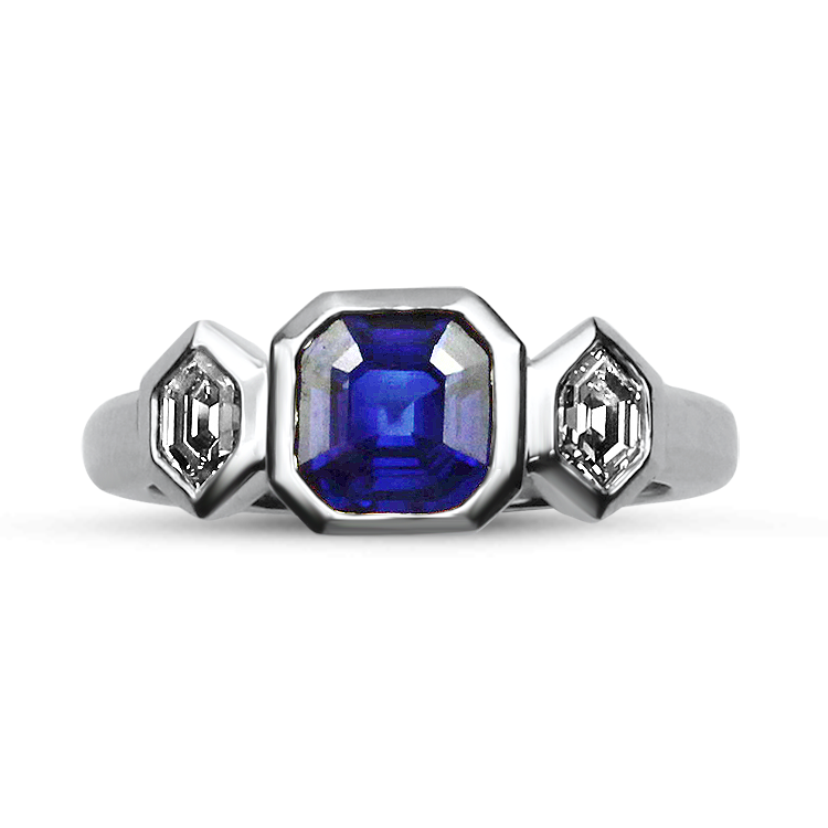 PAGE Estate Ring Estate Platinum Sapphire & Diamond Ring 5.75