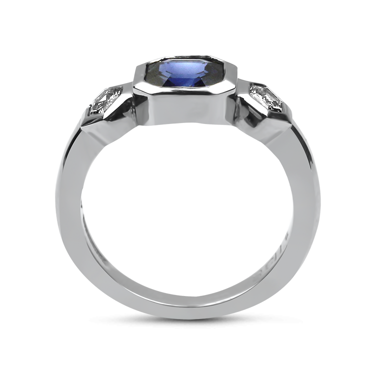 PAGE Estate Ring Estate Platinum Sapphire & Diamond Ring 5.75