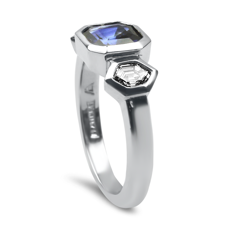 PAGE Estate Ring Estate Platinum Sapphire & Diamond Ring 5.75