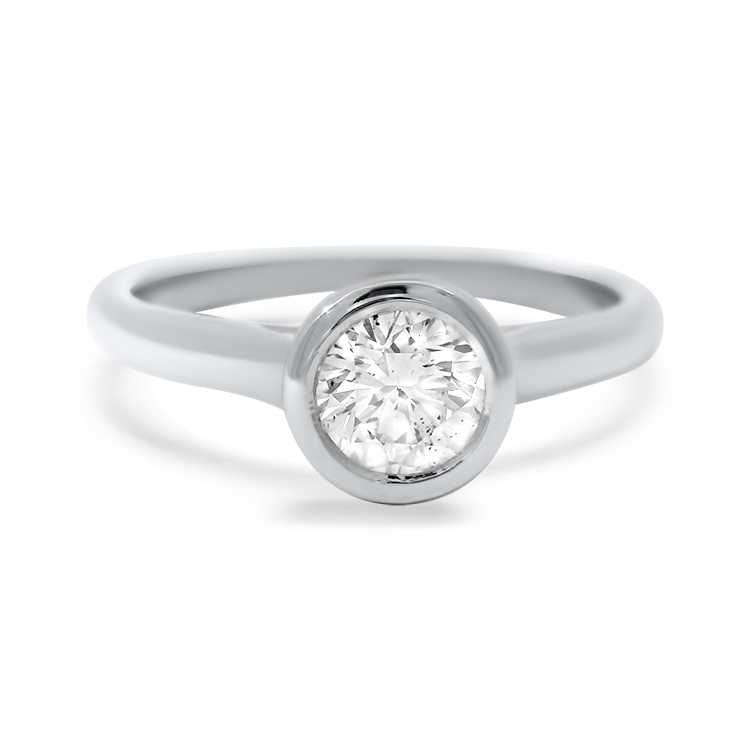 PAGE Estate Engagement Ring Estate Platinum Solitaire Bezel Diamond Ring -  .63ct 7.5
