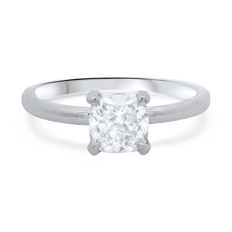 PAGE Estate Engagement Ring Estate Platinum Square Cushion Cut Solitaire Engagement Ring - 1.02ct. 7