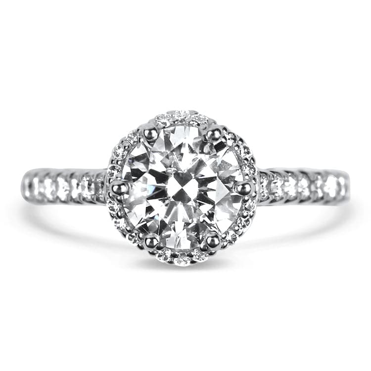 PAGE Estate Engagement Ring Estate Platinum Tacori Petite Crescent Round Bloom Diamond Engagement Ring 6