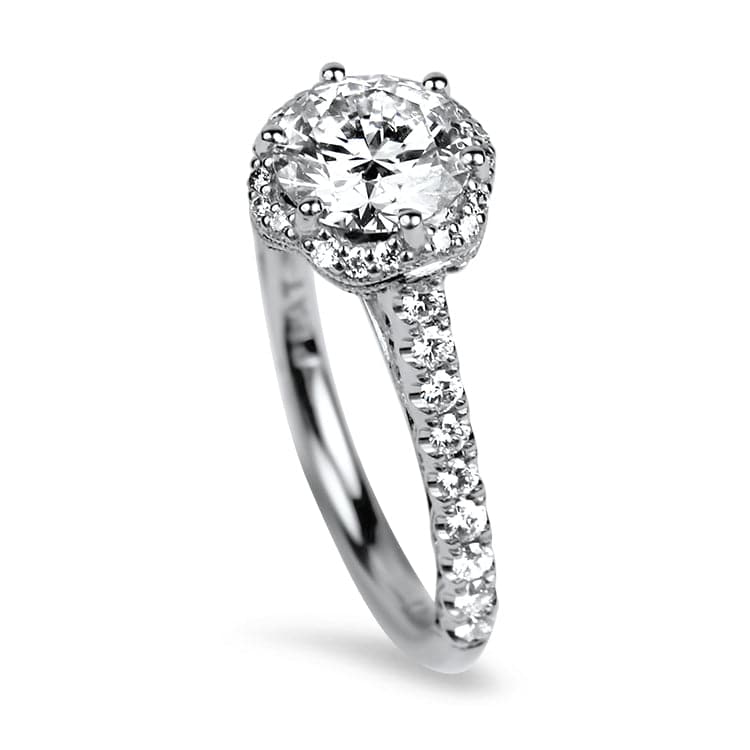 PAGE Estate Engagement Ring Estate Platinum Tacori Petite Crescent Round Bloom Diamond Engagement Ring 6