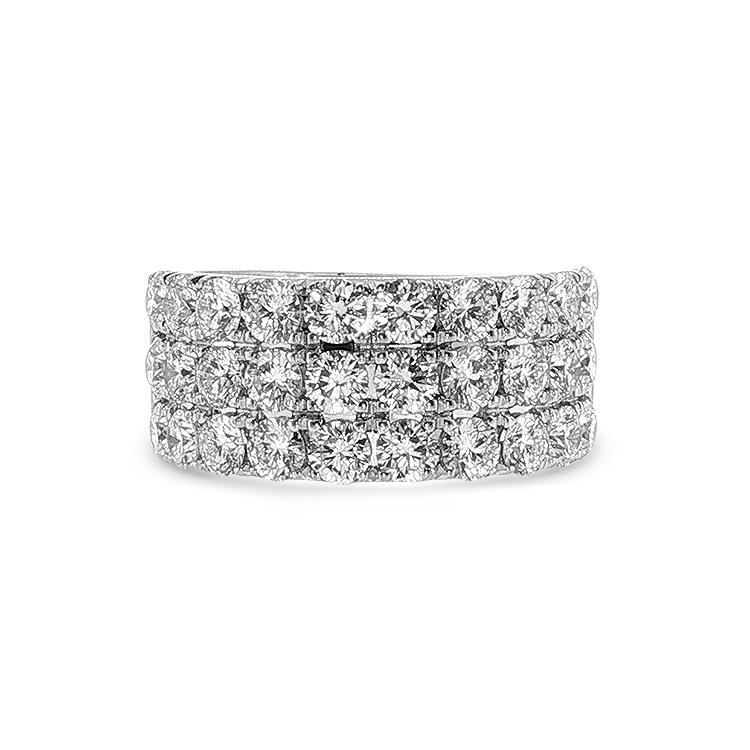 PAGE Estate Ring Estate Platinum Three-Row Wide Diamond Band - 3.31ctw