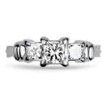 PAGE Estate Engagement Ring Estate Platinum Three Stone Princess Cut Diamond Engagement Ring 5.75