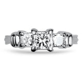 PAGE Estate Engagement Ring Estate Platinum Three Stone Princess Cut Diamond Engagement Ring 5.75