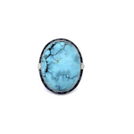 PAGE Estate Ring Estate Platinum Turquoise, French-Cut Sapphire & Diamond Ring 7