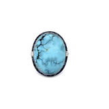 PAGE Estate Ring Estate Platinum Turquoise, French-Cut Sapphire & Diamond Ring 7