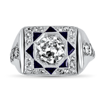 PAGE Estate Engagement Ring Estate Platinum Vintage Diamond & Sapphire Ring 6.5