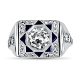 PAGE Estate Engagement Ring Estate Platinum Vintage Diamond & Sapphire Ring 6.5