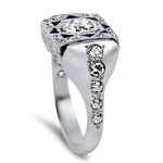 PAGE Estate Engagement Ring Estate Platinum Vintage Diamond & Sapphire Ring 6.5
