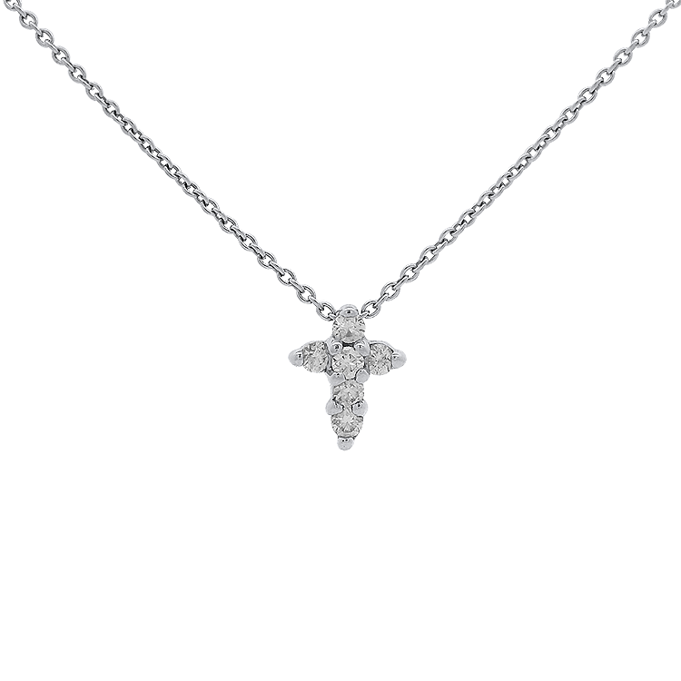 PAGE Estate Necklaces and Pendants Estate Roberto Coin 18K White Gold Baby Cross Diamond Necklace