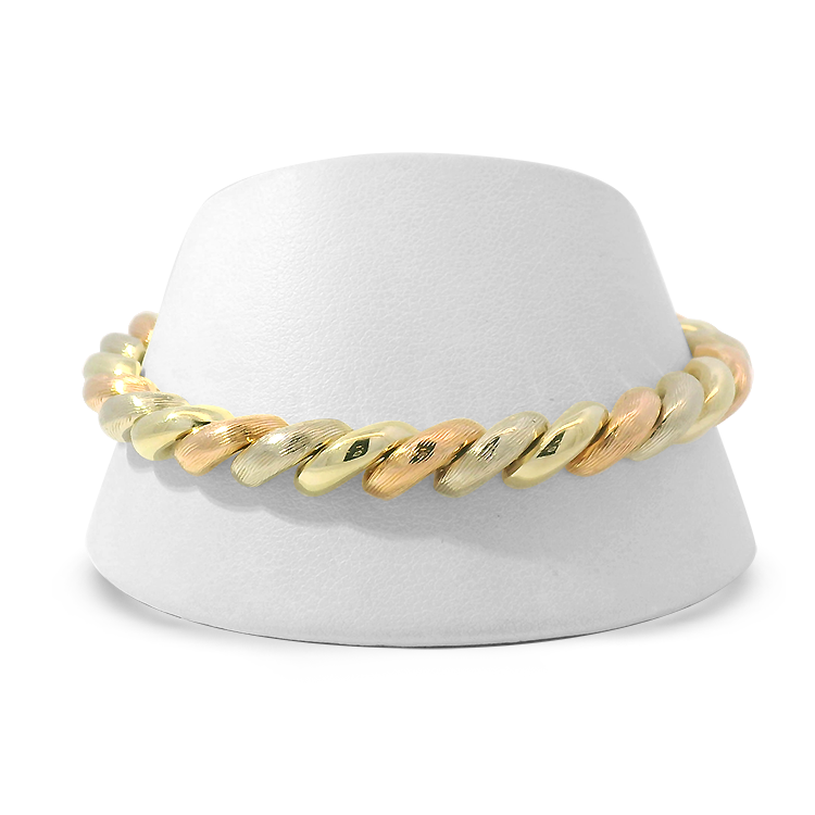 PAGE Estate Bracelet Estate San Marco 14k Yellow and Rose Gold Macaroni Link Bracelet