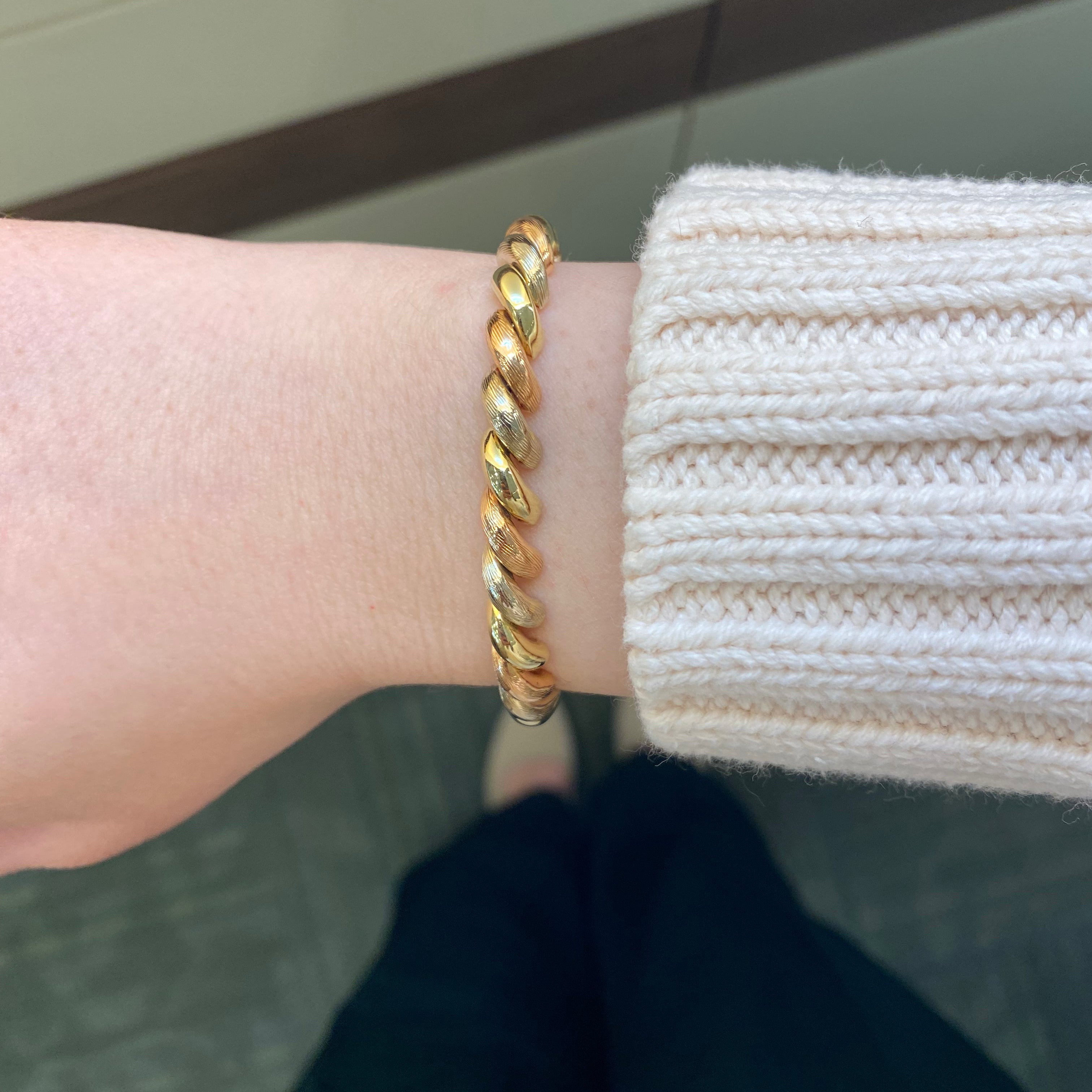 PAGE Estate Bracelet Estate San Marco 14k Yellow and Rose Gold Macaroni Link Bracelet