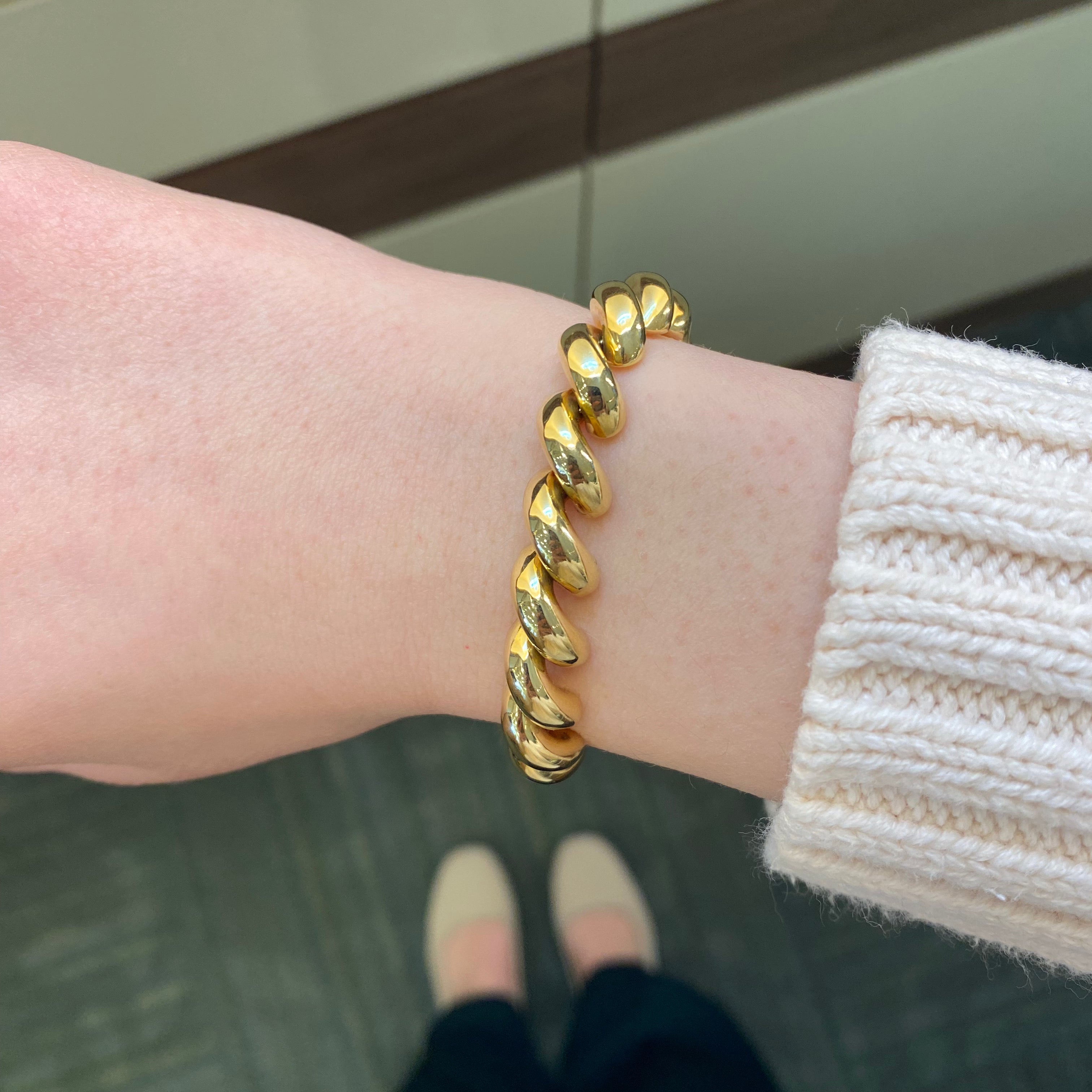 PAGE Estate Bracelet Estate San Marco 14k Yellow Gold Macaroni Link Bracelet