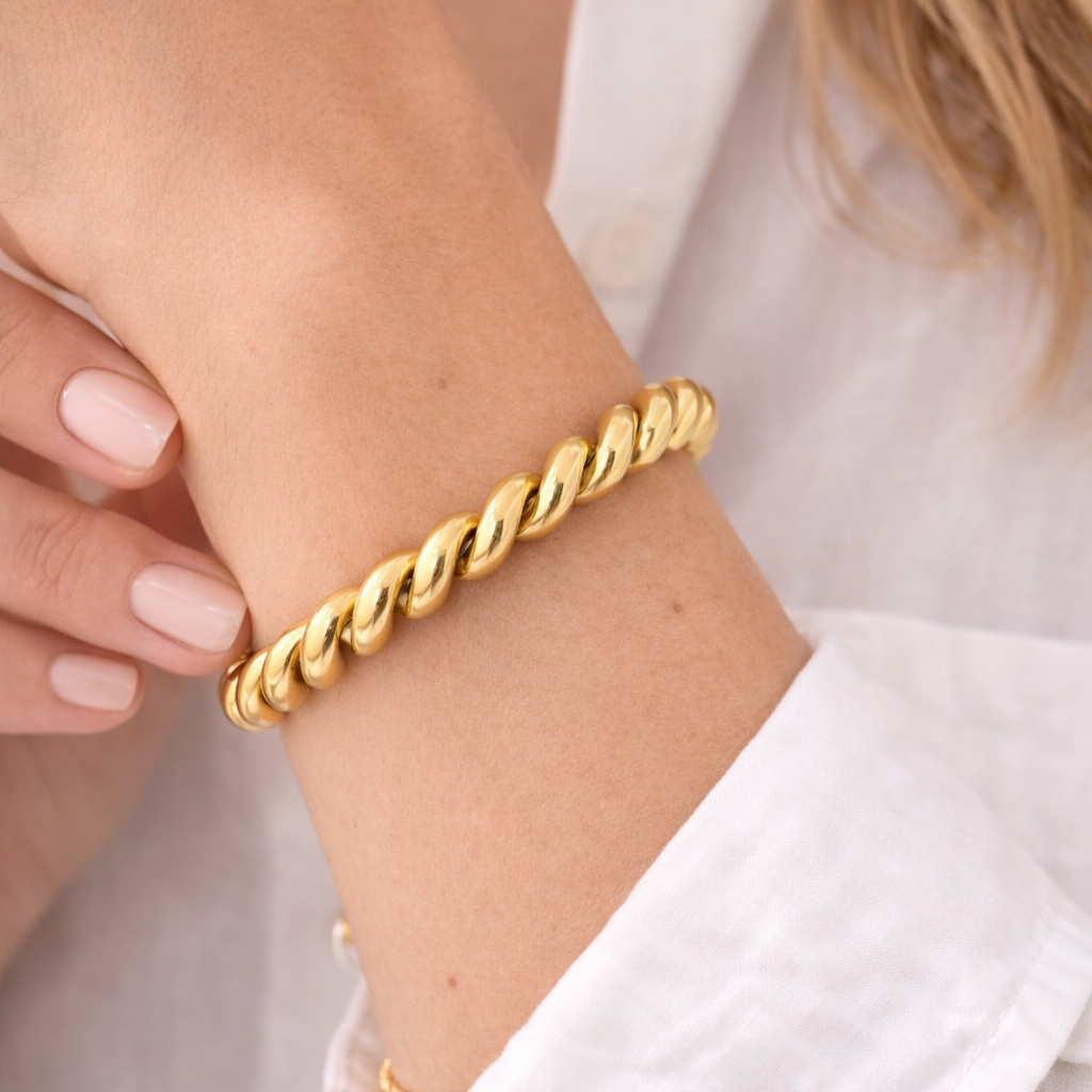 PAGE Estate Bracelet Estate San Marco 14k Yellow Gold Macaroni Link Bracelet