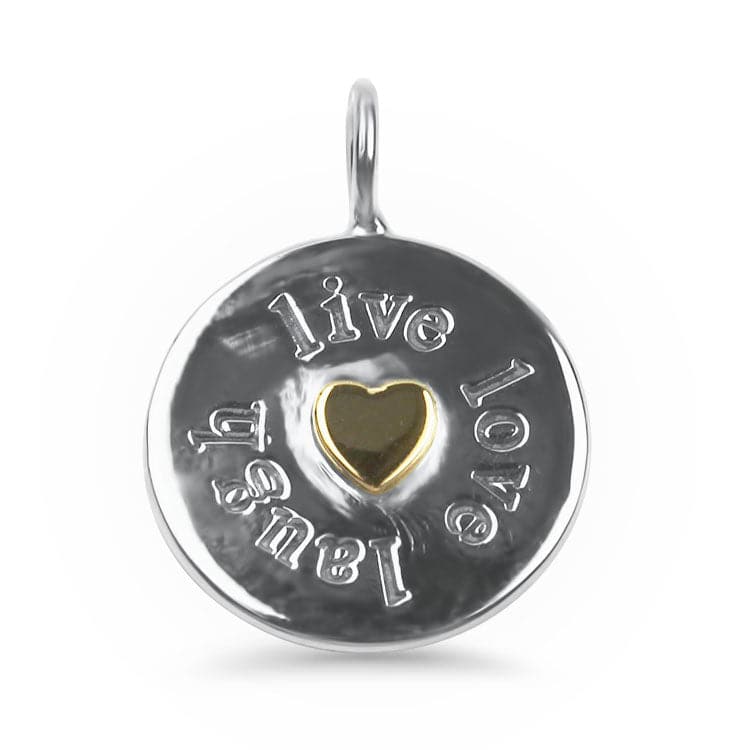 PAGE Estate Pendant Estate Sterling Silver & 14k Yellow Gold Live, Laugh, Love Pendant/Charm