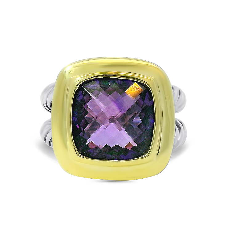 PAGE Estate Ring Estate Sterling Silver & 18K Yellow Gold David Yurman Albion Amethyst Ring