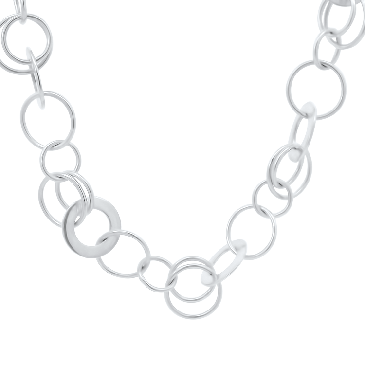 PAGE Estate Necklaces and Pendants Estate Sterling Silver Circle Link Necklace – 31"
