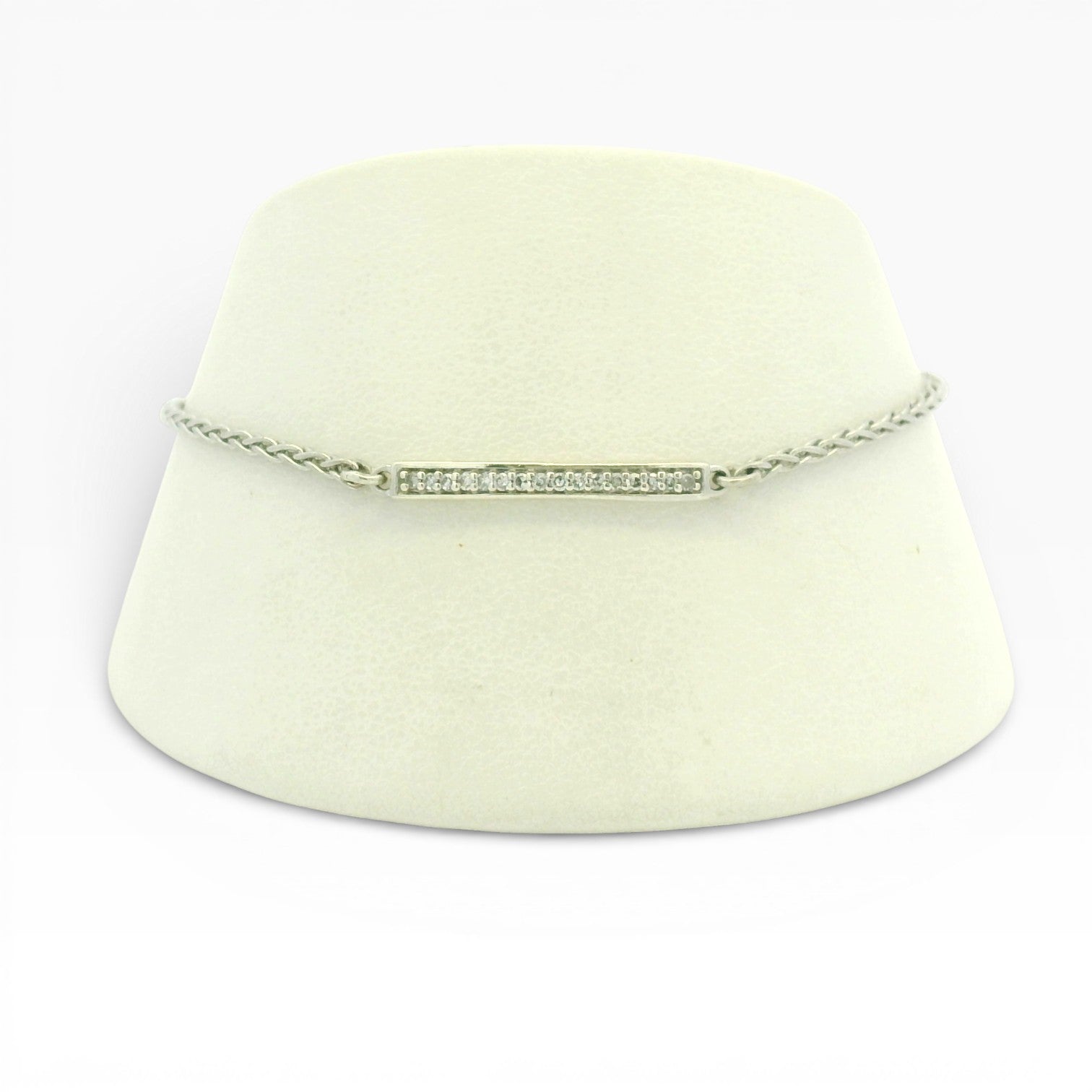 PAGE Estate Bracelet Estate Sterling Silver Diamond Wheat Chain Bracelet