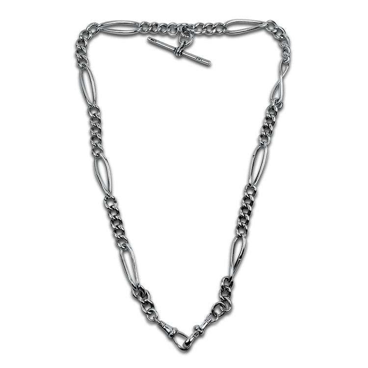 PAGE Estate Necklaces and Pendants Estate Sterling Silver Double Albert Watch Chain