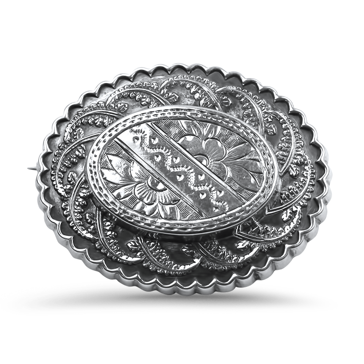 PAGE Estate Pendant Estate Sterling Silver Edwardian Floral Engraved Brooch