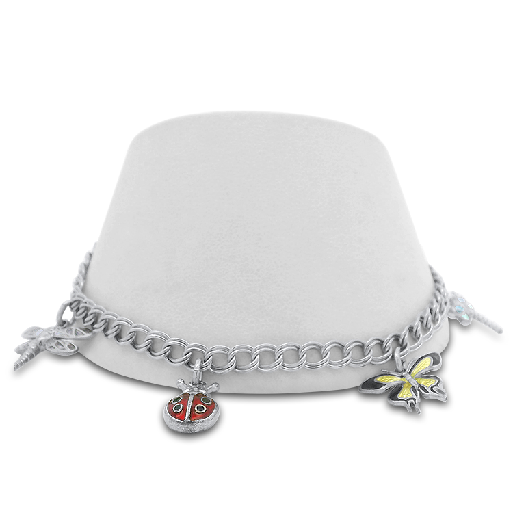 PAGE Estate Bracelet Estate Sterling Silver Enamel Bug Charm Bracelet