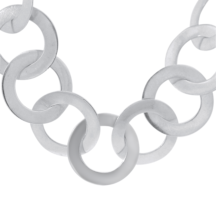 PAGE Estate Necklaces and Pendants Estate Sterling Silver Flat Round Link Necklace
