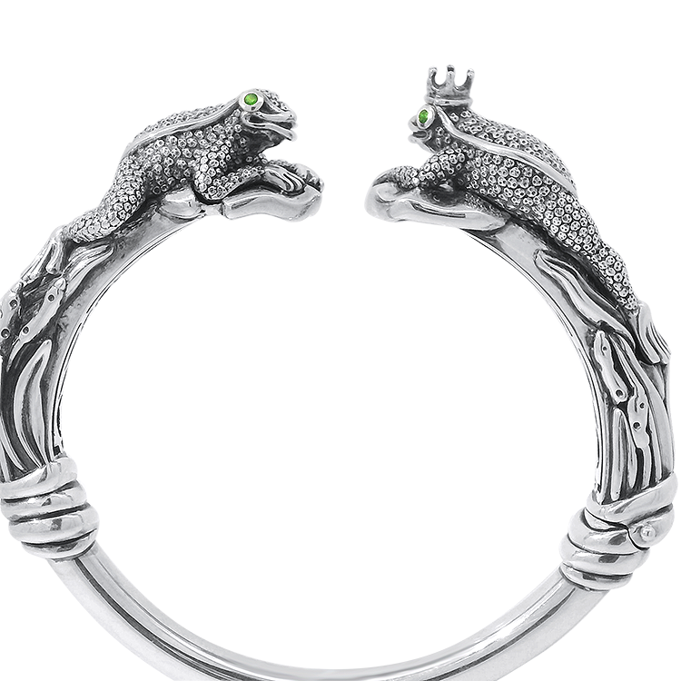 PAGE Estate bracelet Estate Sterling Silver Kieselstein-Cord “Frog Prince” Hinged Cuff Bracelet