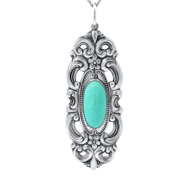 PAGE Estate Necklaces and Pendants Estate Sterling Silver Turquoise Pendant